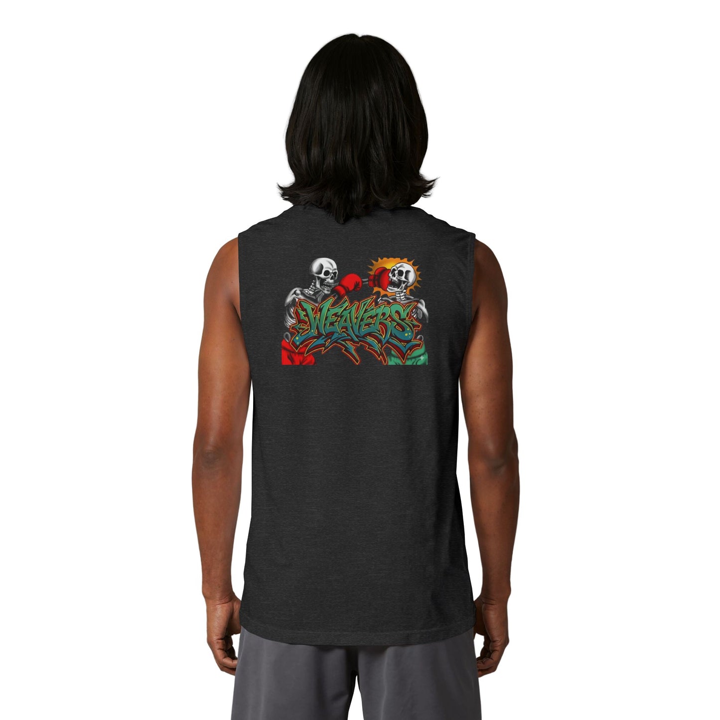Weavers Graphic Muscle Tank — Skull Graffiti Back Print