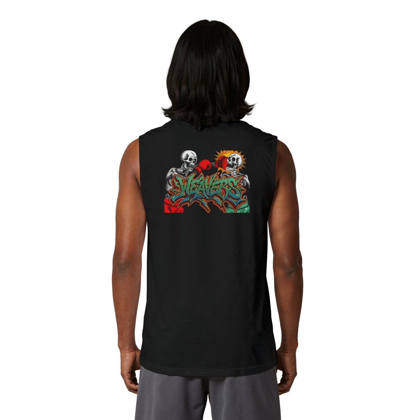 Weavers Graphic Muscle Tank — Skull Graffiti Back Print