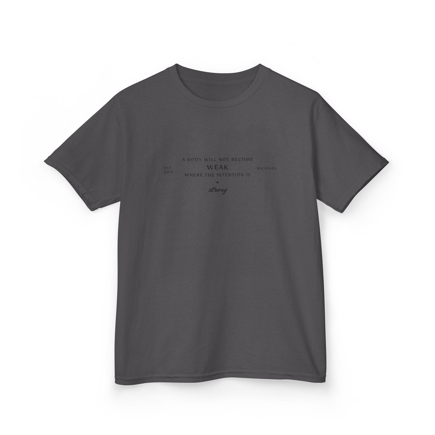 Kids Boxing Club Tee - "A Body Will Not Become Weak" Inspirational Quote