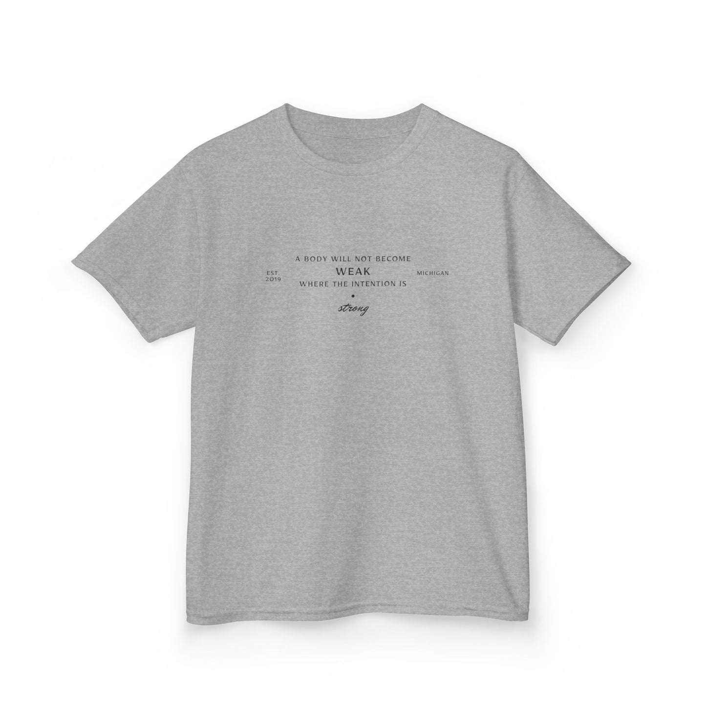 Kids Boxing Club Tee - "A Body Will Not Become Weak" Inspirational Quote