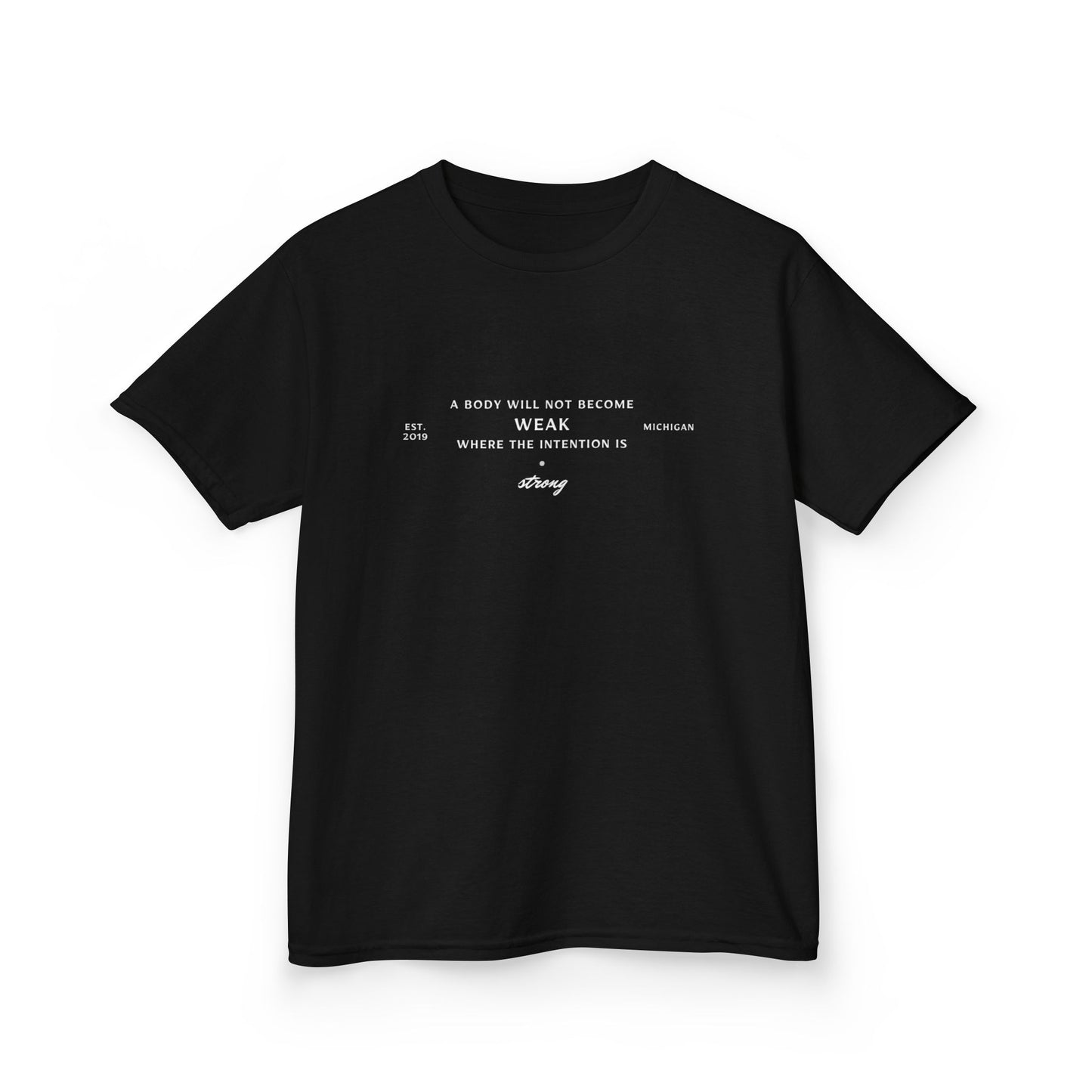 Kids Boxing Club Tee - "A Body Will Not Become Weak" Inspirational Quote