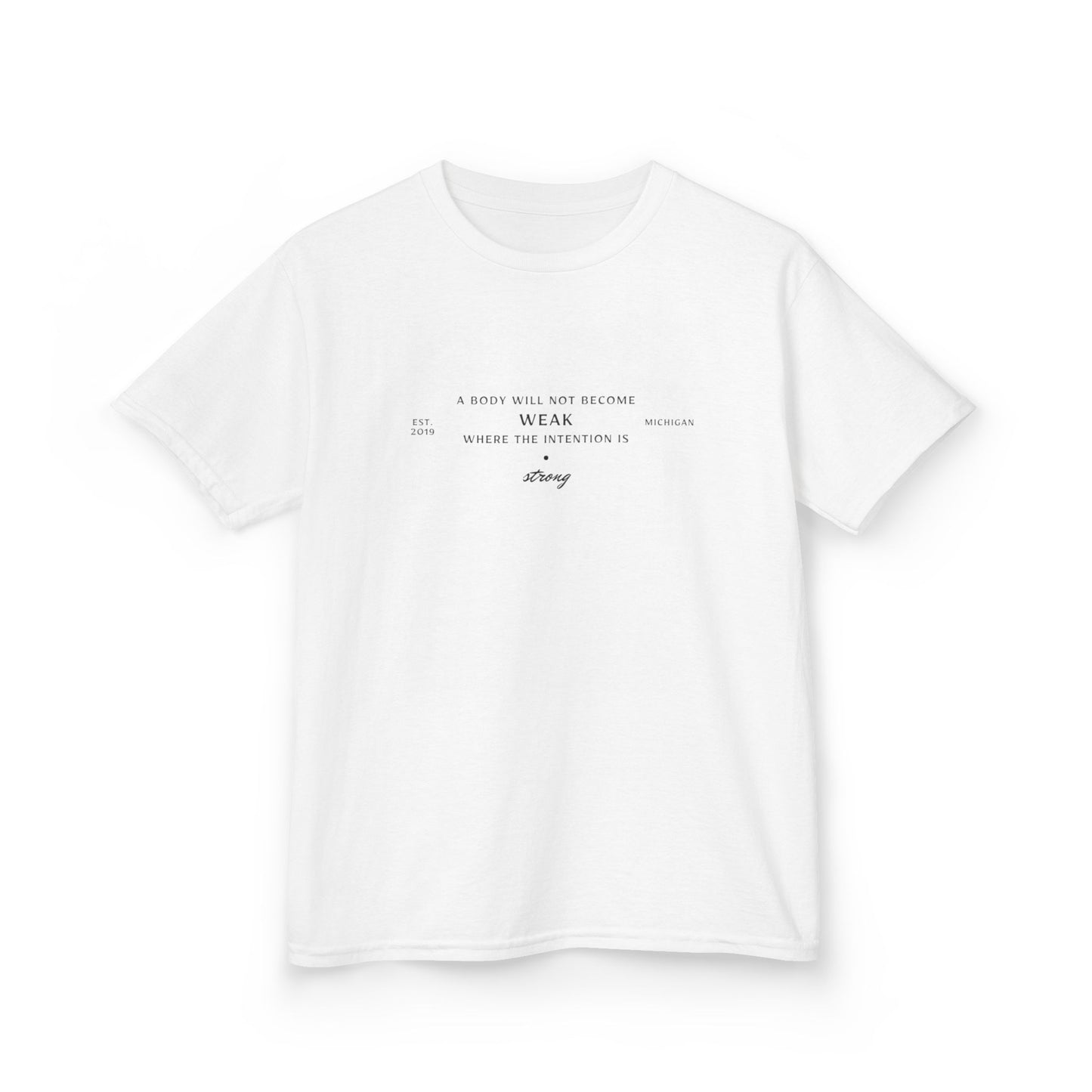 Kids Boxing Club Tee - "A Body Will Not Become Weak" Inspirational Quote