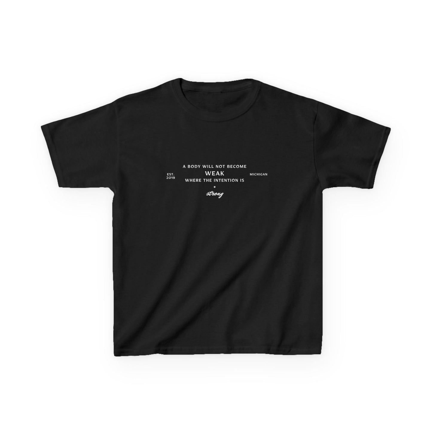 Kids Boxing Club Tee - "A Body Will Not Become Weak" Inspirational Quote