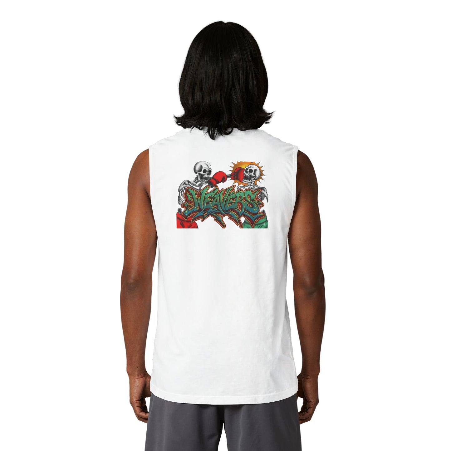 Weavers Graphic Muscle Tank — Skull Graffiti Back Print