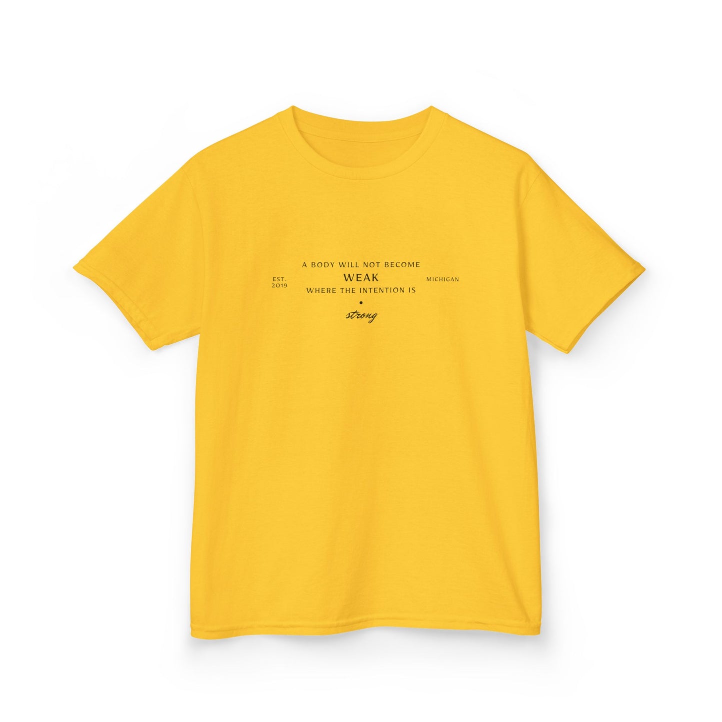 Kids Boxing Club Tee - "A Body Will Not Become Weak" Inspirational Quote