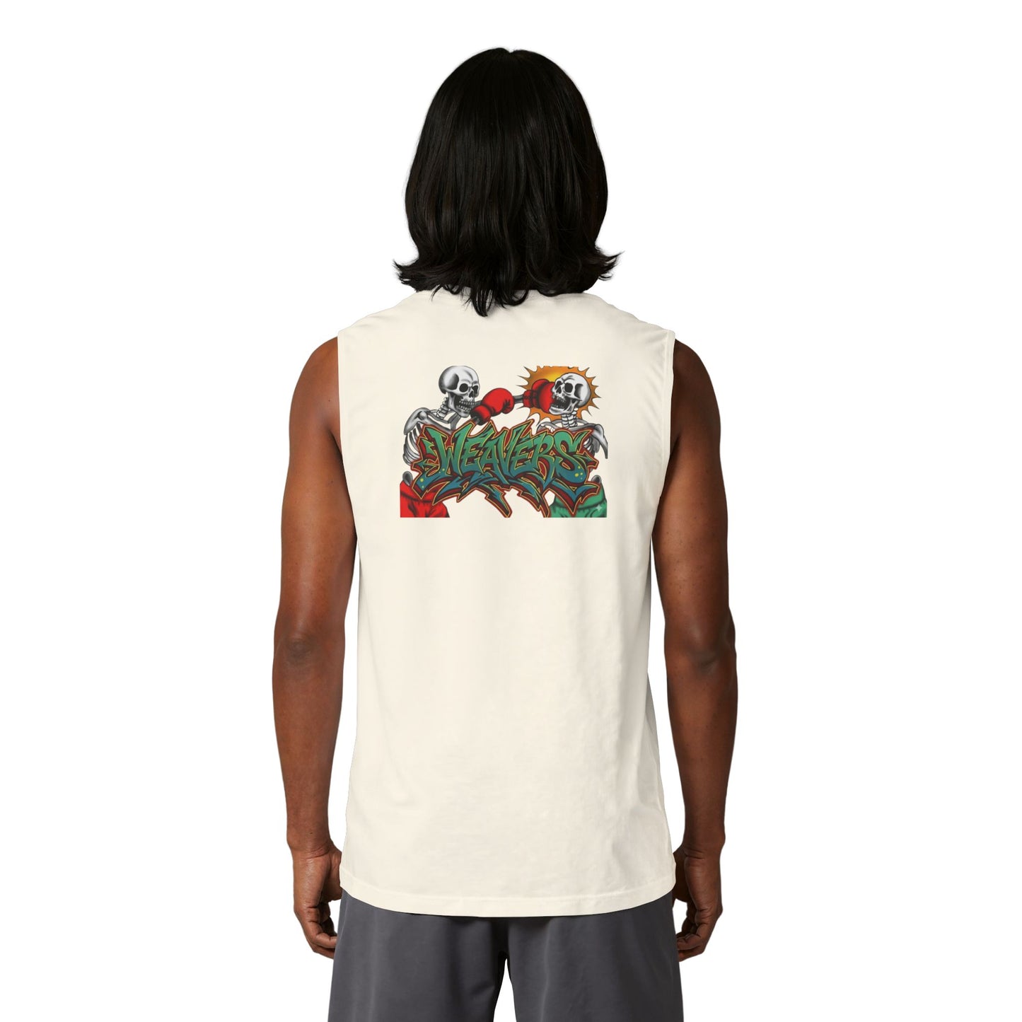 Weavers Graphic Muscle Tank — Skull Graffiti Back Print