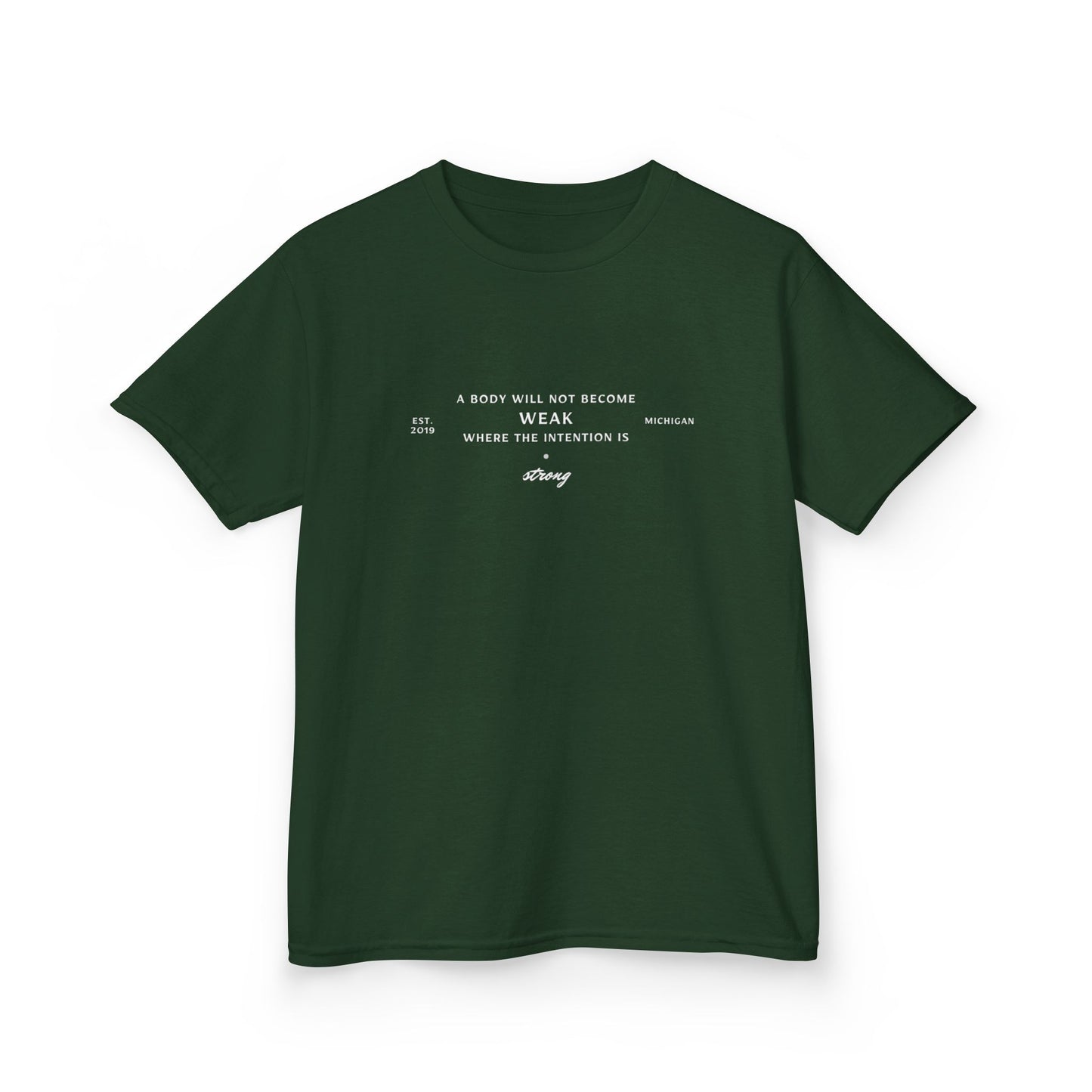 Kids Boxing Club Tee - "A Body Will Not Become Weak" Inspirational Quote