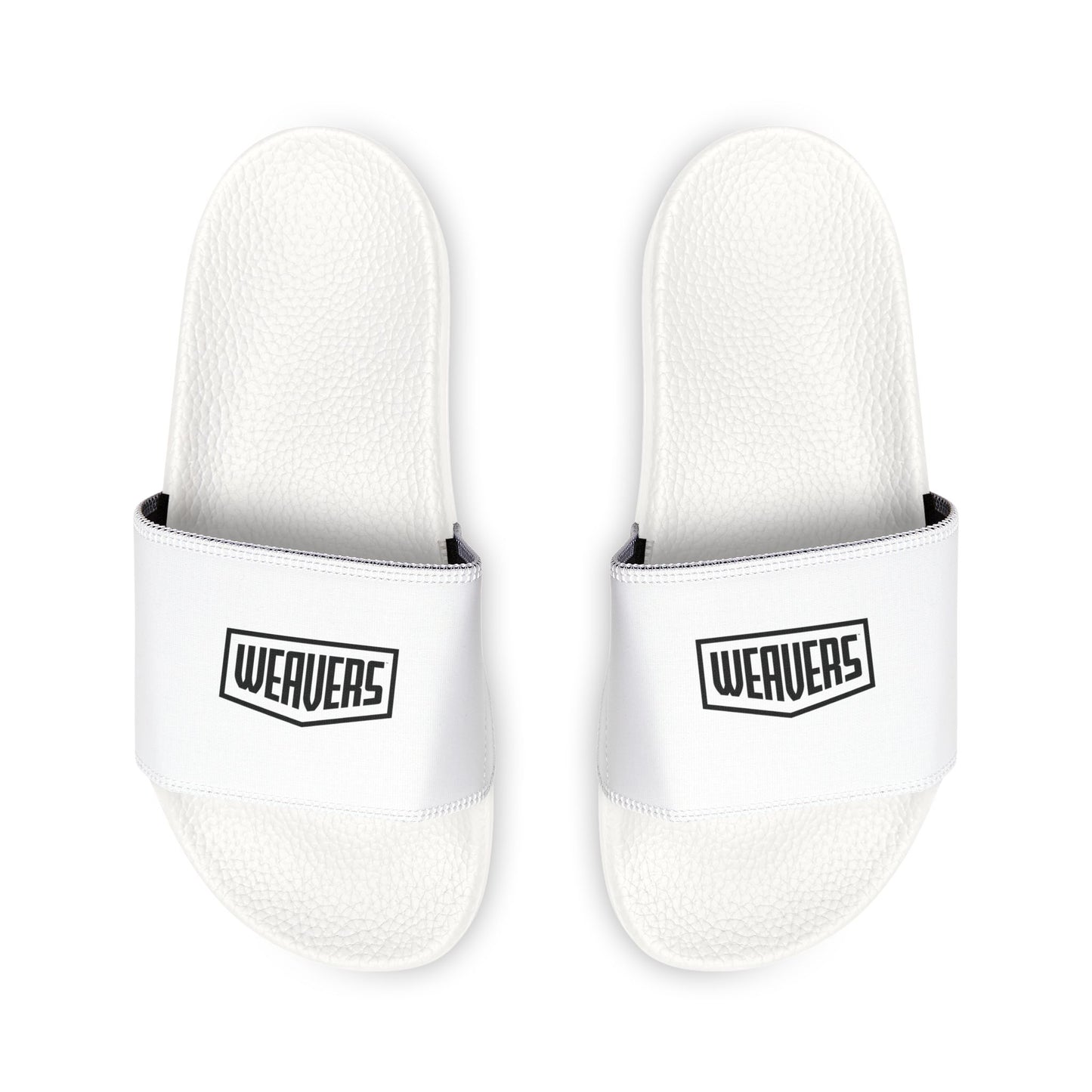 Men's Slide Sandals — White Removable-Strap Slides with WEHOVERS Logo