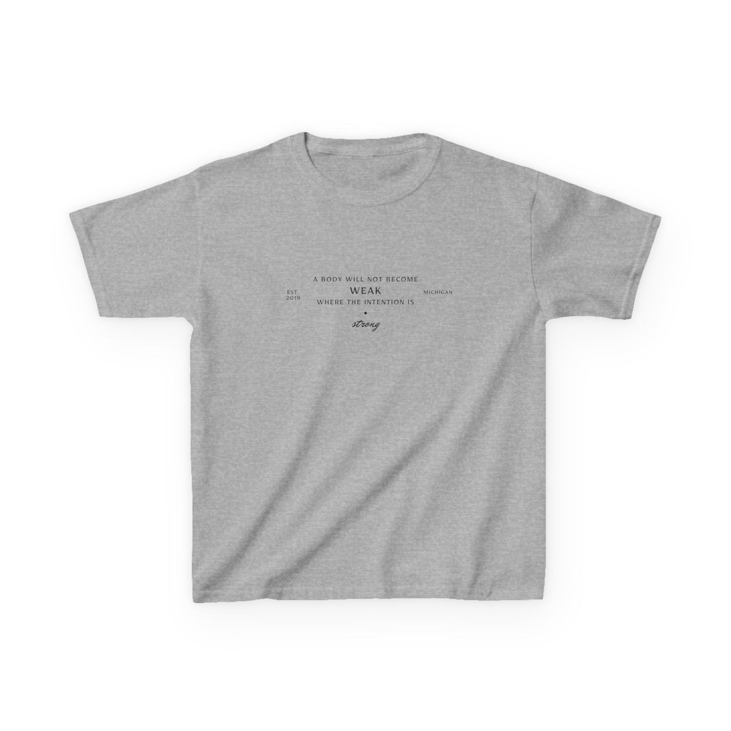 Kids Boxing Club Tee - "A Body Will Not Become Weak" Inspirational Quote