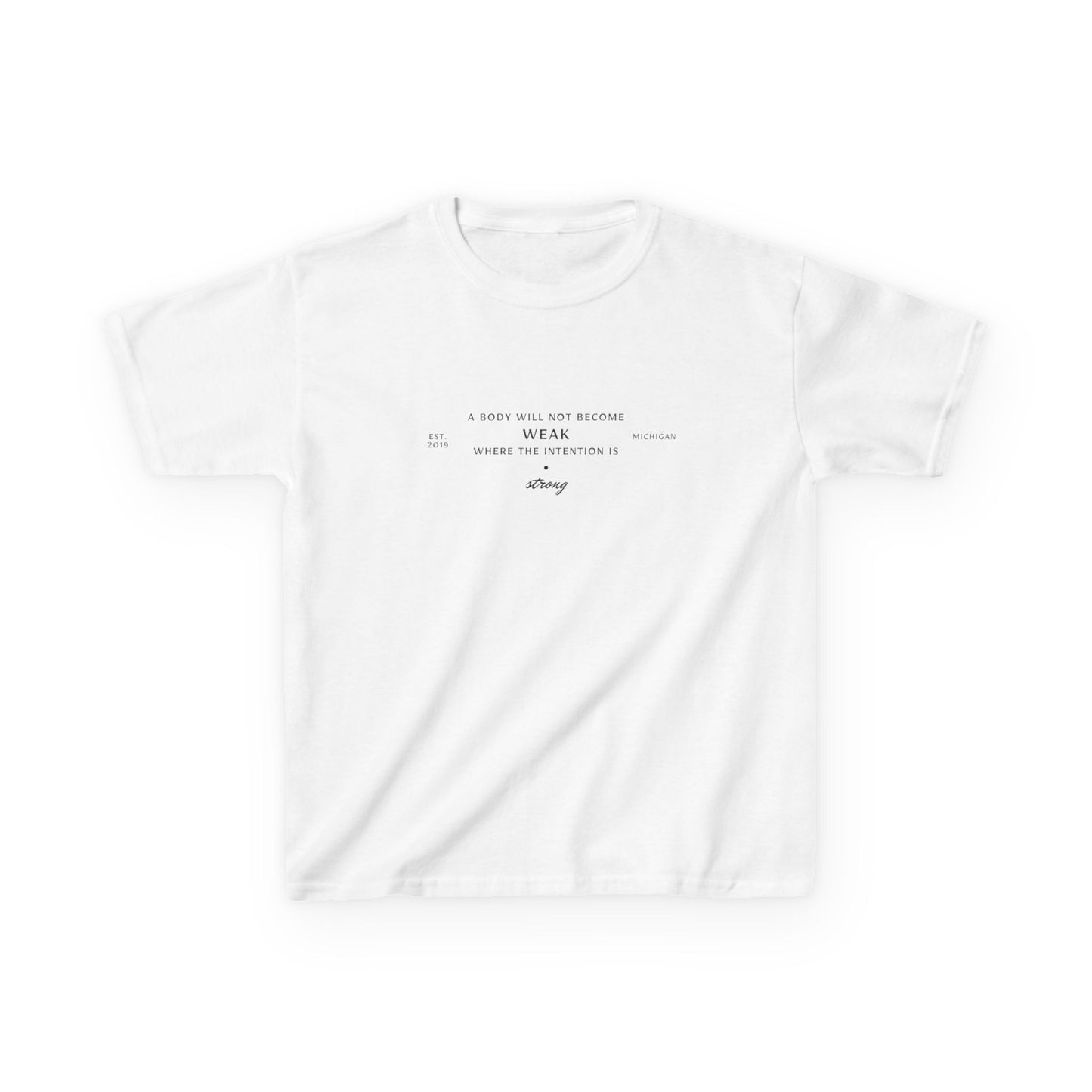 Kids Boxing Club Tee - "A Body Will Not Become Weak" Inspirational Quote
