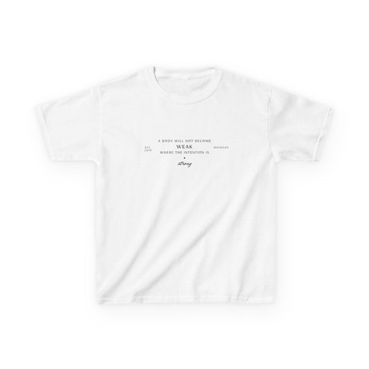 Kids Boxing Club Tee - "A Body Will Not Become Weak" Inspirational Quote
