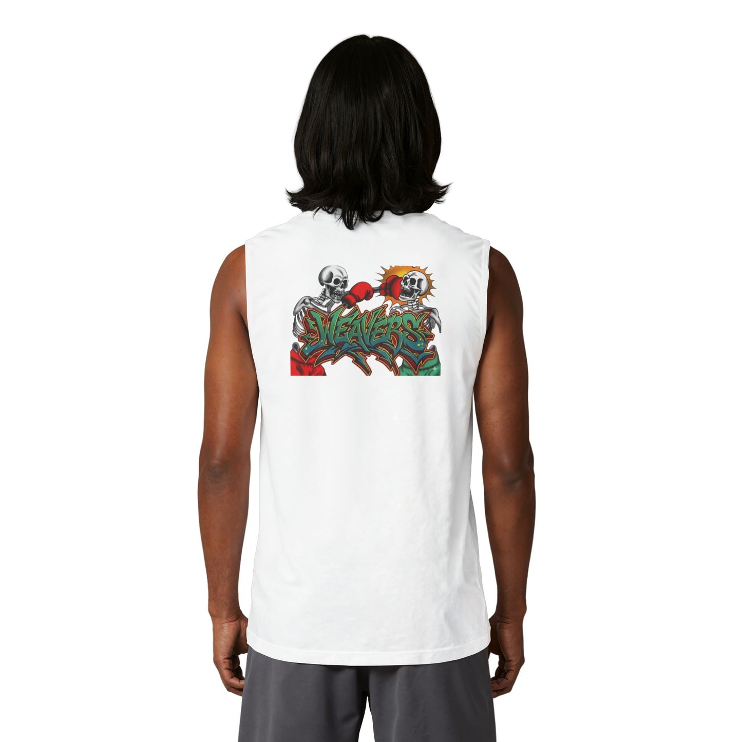 Weavers Graphic Muscle Tank — Skull Graffiti Back Print